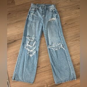 American Eagle Light Blue Distressed Flare Jeans